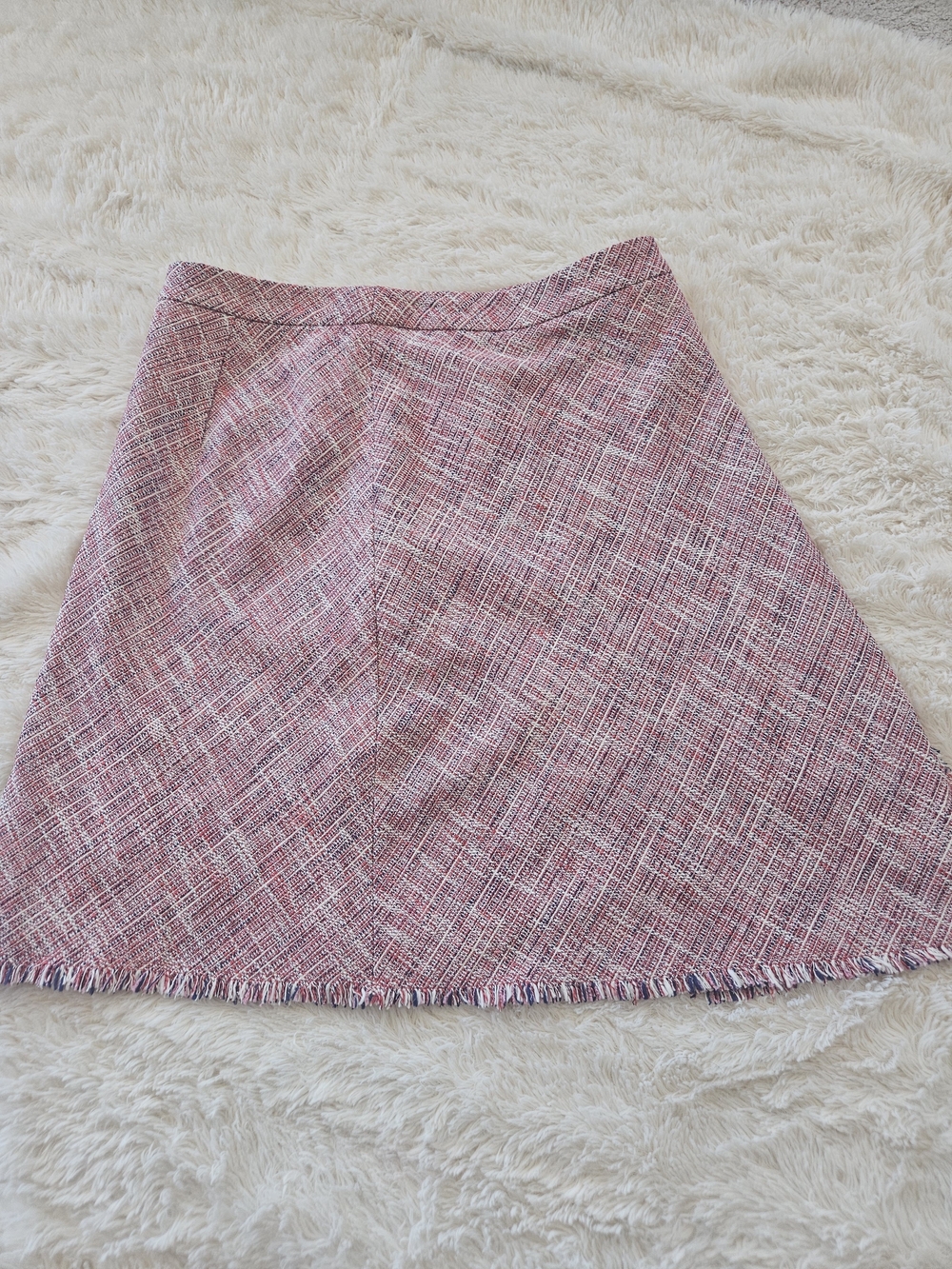 Banana Republic NWT Pink Multi Tweed Fringe Skirt Size 4 Preppy Chic Academic